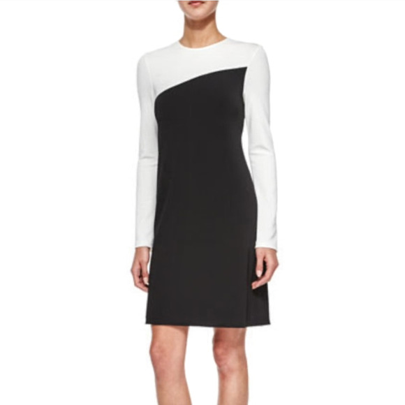 Theory Putello Colorblock Black/White Long Sleeve Sheath Dress size Small - Picture 1 of 7